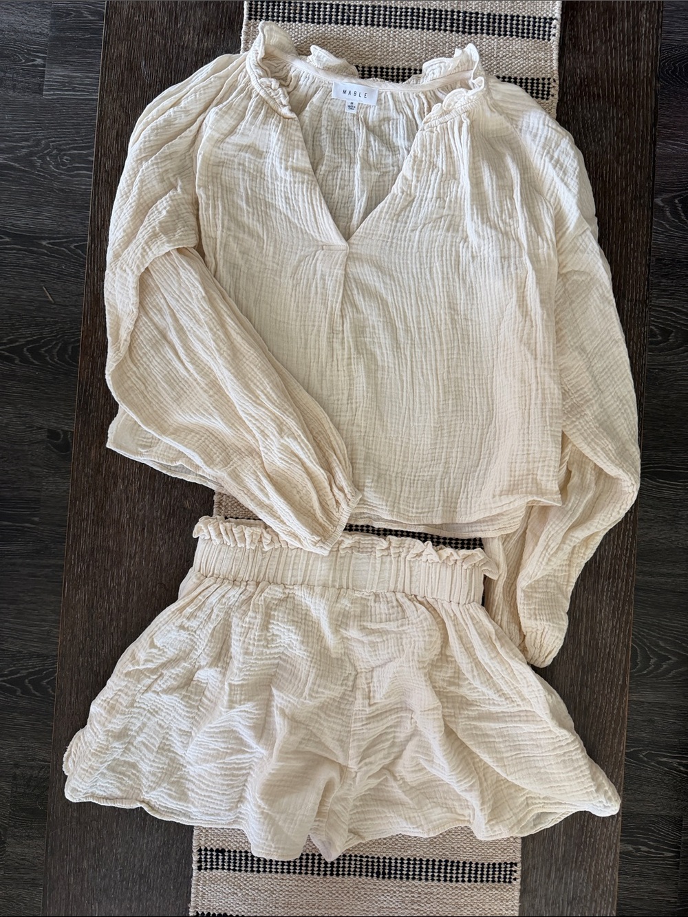 MARBLE Women's Cream Gauze Sleep Top
